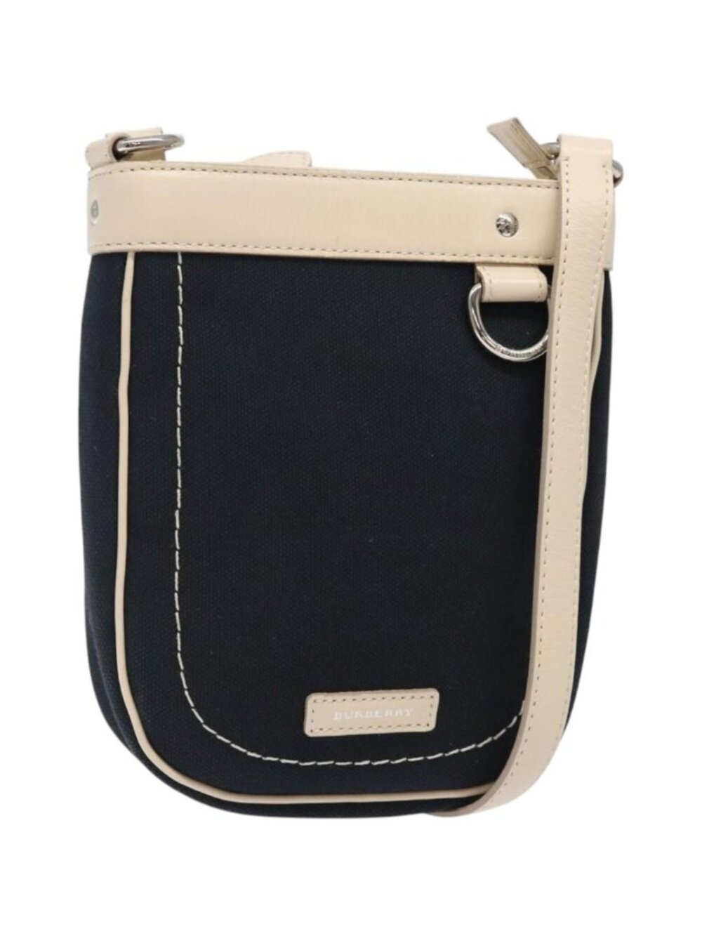 BURBERRY Shoulder Bag Canvas Navy Silver
